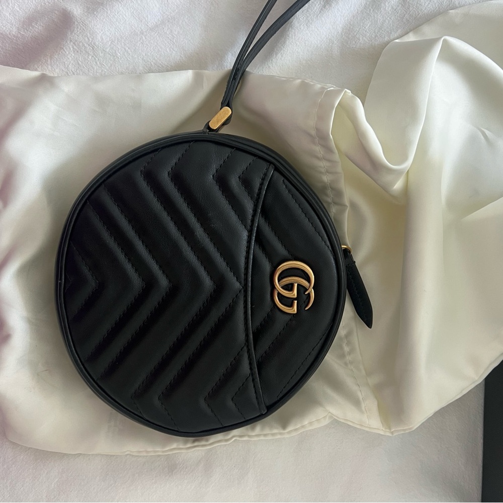 GUCCI Black Azalea Calfskin Heart Mini Bag Wristlet ORIGINAL PACKAGING